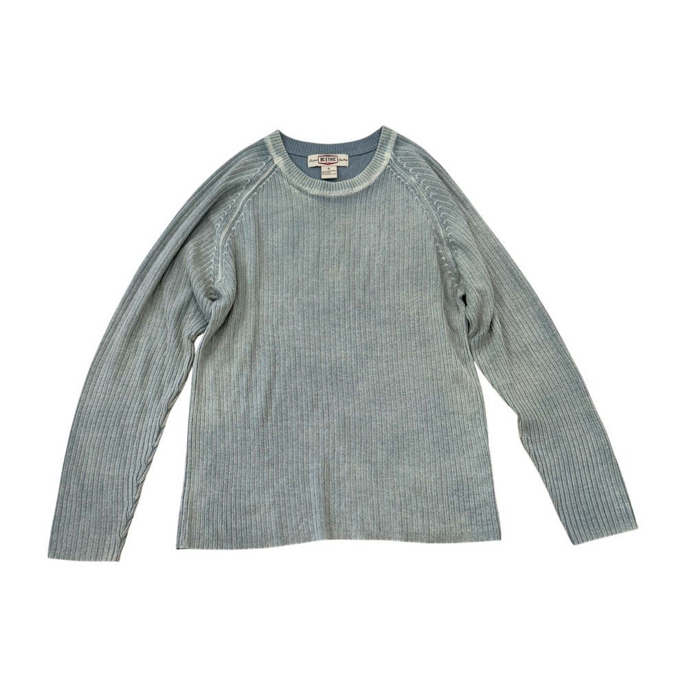 BC Ethic Custom Crafted Mens Blue Ribbed Knit Long Sleeve Sweater‎ XL Rustic